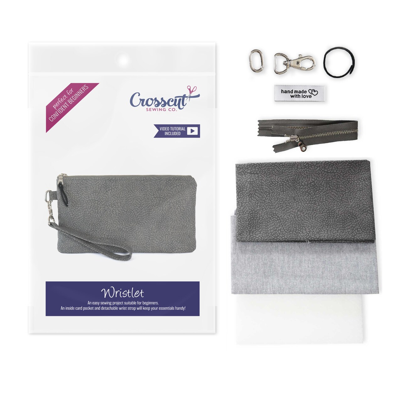 Crosscut Sewing Co.® Wristlet Sewing Kit - Beginner Sewing Project Kit